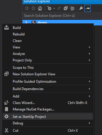 Project context menu